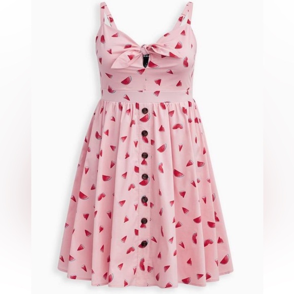 torrid Dresses & Skirts - Torrid Retro Pink Watermelon Poplin Mini Skater Dress